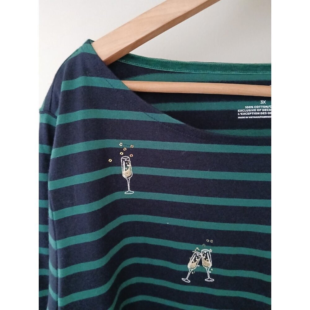 Talbots Embroidered Bateau Neck Tee - Picture 3 of 9